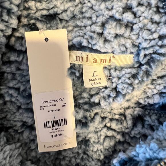 NWT Francesca's Collections Mi Ami Dark Teal Blue Soft Wubby Vest - SIZE LARGE - Picture 5 of 6